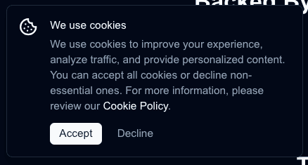 Cookie Consent component banner