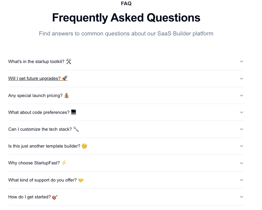 FAQs component